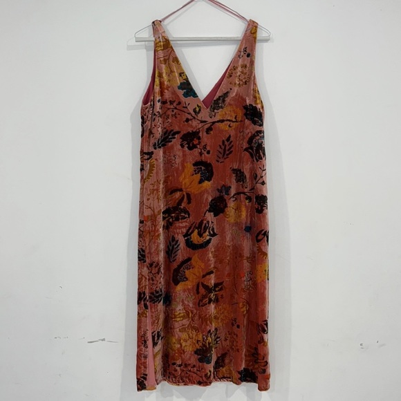 ZARA Floral Velvet Printed Sleeveless Midi Slit Dress size small - Picture 10 of 16